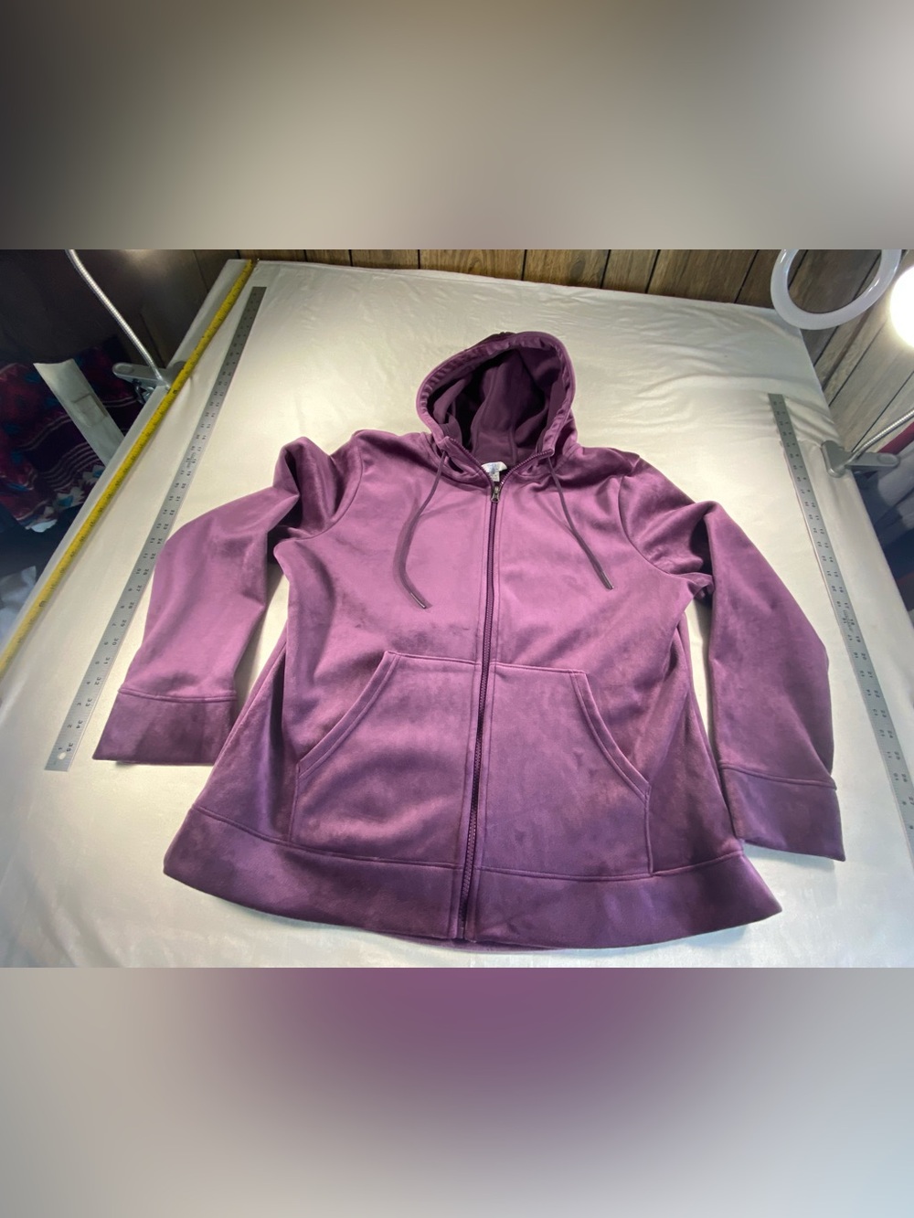 Women's XL 16-18 Time and Tru Velour Zip Up Hoodie Jacket